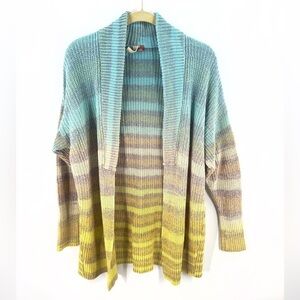 Anthropologie Pilcro Womens Space Dye Cardigan Sweater Size XS Ombre Blue Yellow